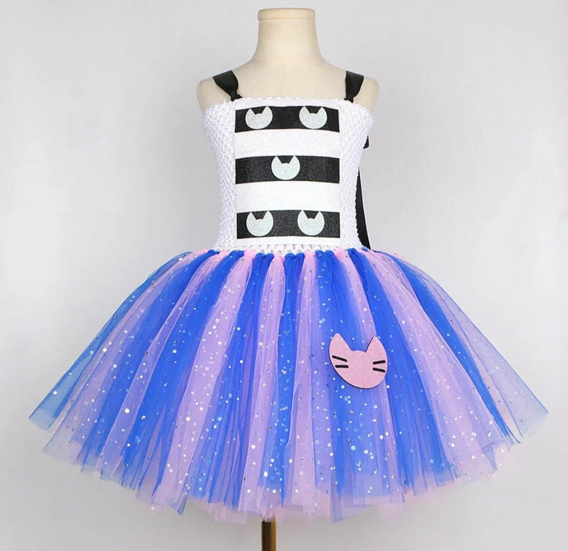 Sparkling Cats Cute Princess Cat Tutu Dress Halloween Animal Kitty Cat Holiday Birthday Outfits For Girls with Cat Ears