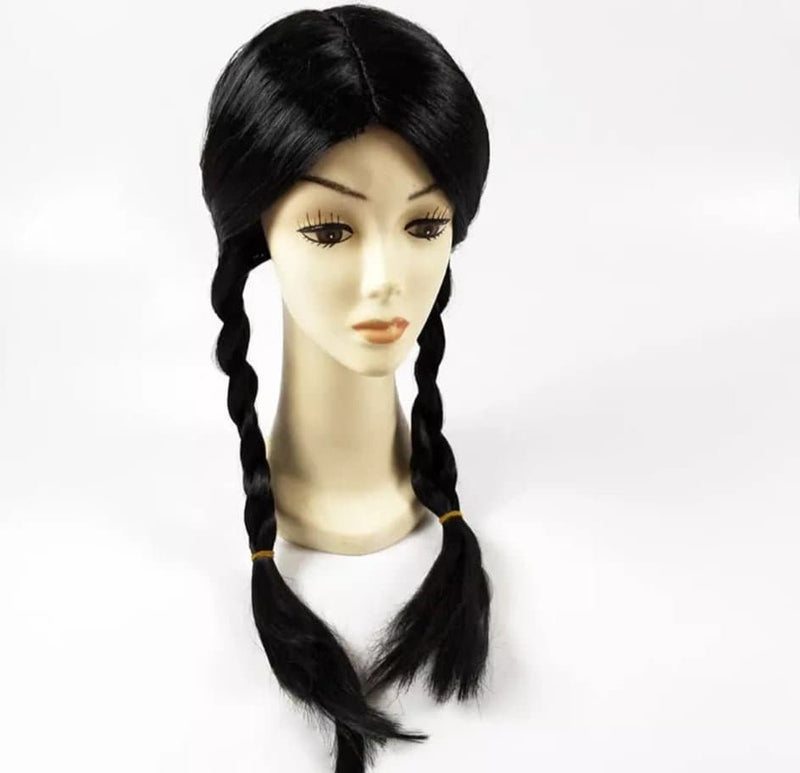 Wednesday Halloween  Child Wig from the Addams Family, Braided Pigtail wig