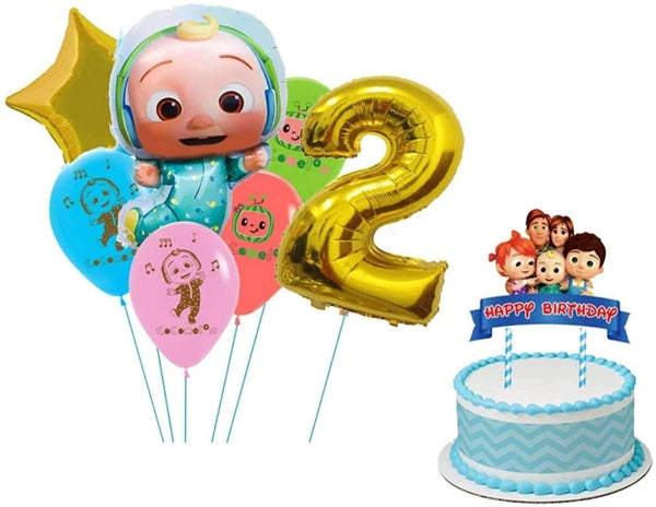 Queens Cocomelon Birthday Party Decoration Balloons with 1 Gold Number Balloon 32" and Cake Topper - Queen of the Castle Emporium