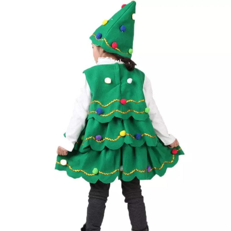 Kids Baby Girl Christmas Tree Cosplay Christmas Outfit Fun Costume Sleeveless Dress For Girls