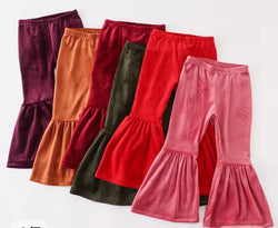 Fall/winter Baby Girls Kids wear Outfits Children Velvet Wine Boot Cut Tight Bell-bottoms Pants Elastic All-match