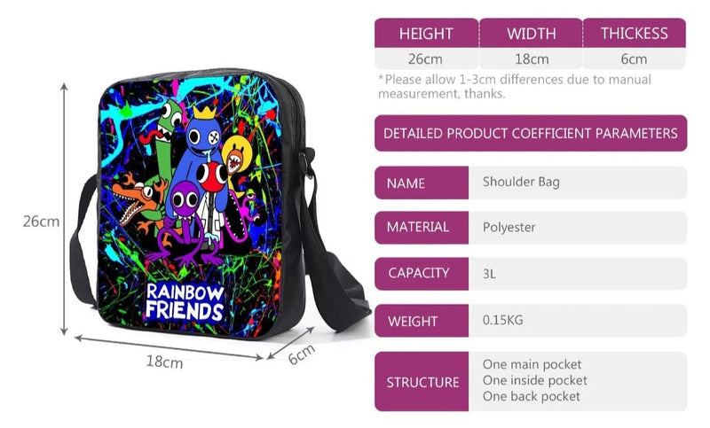 Rainbow Friends Backpack Colorful Boys Girls School Bags Capacity School Students Boys Girls Anime Cartoon Waterproof Backpack
