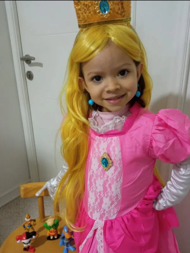 Princess Peach Deluxe Dress Super Mario Costume Halloween Fun for Girls Birthday Dress