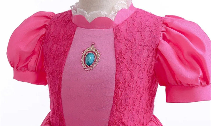 Princess Peach Deluxe Dress Super Mario Costume Halloween Fun for Girls Birthday Dress